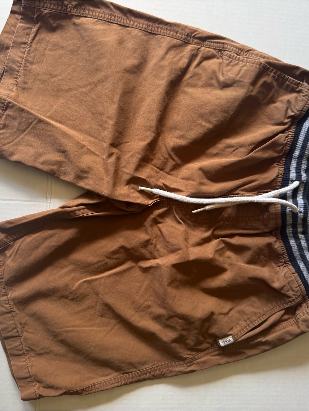 Vans Men's Brown Swim Shorts with Striped Waistband